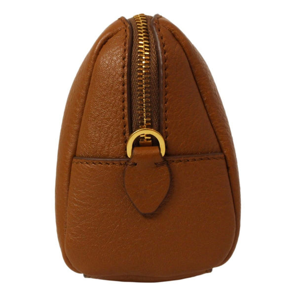 Prada Brown Leather Cosmetic Pouch Clutch Bag Vitello Daino in Cannella Brown, authentic new handbag, image 5