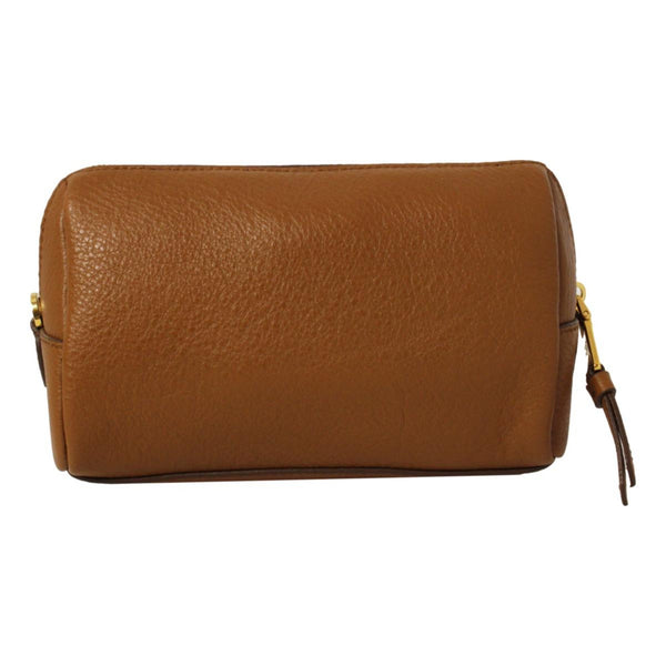 Prada Brown Leather Cosmetic Pouch Clutch Bag Vitello Daino in Cannella Brown, authentic new handbag, image 3