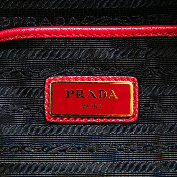 Prada Vitello Daino Red Leather Convertible Backpack in Red, authentic pre-loved handbag, image 9