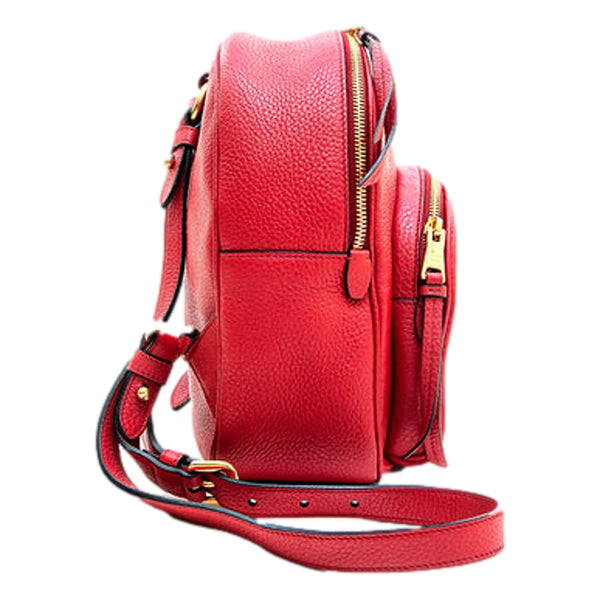 Prada Vitello Daino Red Leather Convertible Backpack in Red, authentic pre-loved handbag, image 4