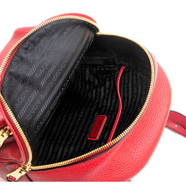 Prada Vitello Daino Red Leather Convertible Backpack in Red, authentic pre-loved handbag, image 10