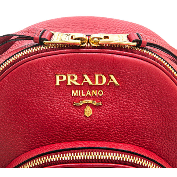 Prada Vitello Daino Red Leather Convertible Backpack in Red, authentic pre-loved handbag, image 8