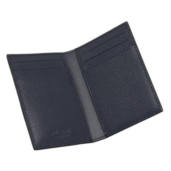 Prada Vitello Grain Blue Leather Triangle Logo Vertical Bifold Wallet in Baltico Blue, authentic new wallet, image 3