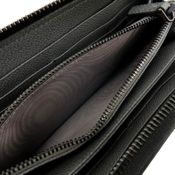 Prada Vitello Grain Long Black and Grey Zip Around Continental Wallet in Black Mercurio Grey, authentic new wallet, image 6