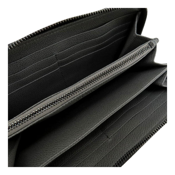 Prada Vitello Grain Long Black and Grey Zip Around Continental Wallet in Black Mercurio Grey, authentic new wallet, image 5