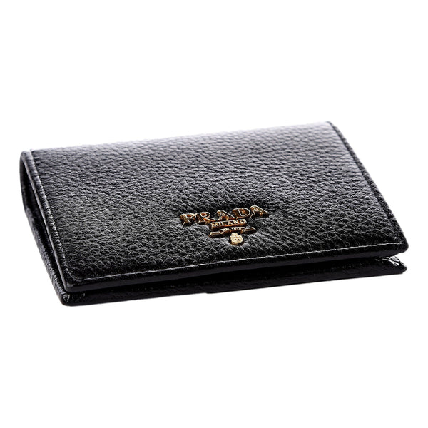 Prada Vitello Grain Nero Black Logo Leather Bifold Snap Wallet in Black, authentic new wallet, image 3
