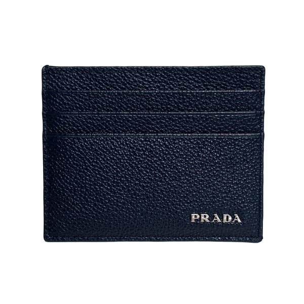 Prada Vitello Micro Grain Leather Baltico Blue Card Holder Wallet in Blue, authentic new wallet, image 1