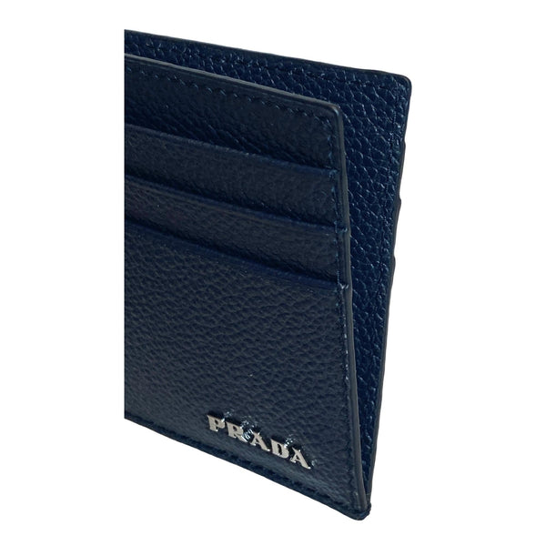 Prada Vitello Micro Grain Leather Baltico Blue Card Holder Wallet in Blue, authentic new wallet, image 5