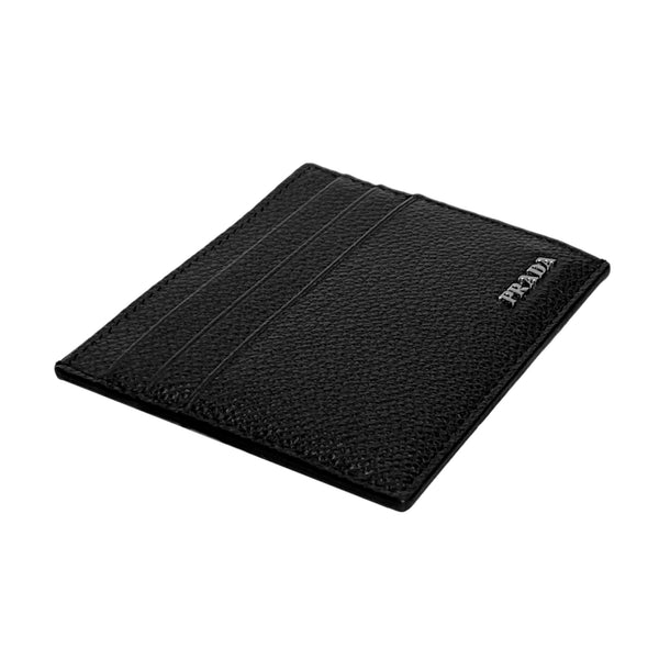 Prada Vitello Micro Grain Leather Black Card Holder Wallet in Black, authentic new wallet, image 3