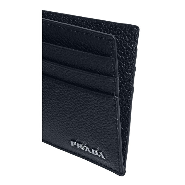 Prada Vitello Micro Grain Leather Black Card Holder Wallet in Black, authentic new wallet, image 5