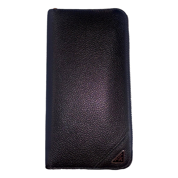 Prada Vitello Micro Grain Long Black Zip Around Continental Wallet Triangle Logo – hardware detail 2