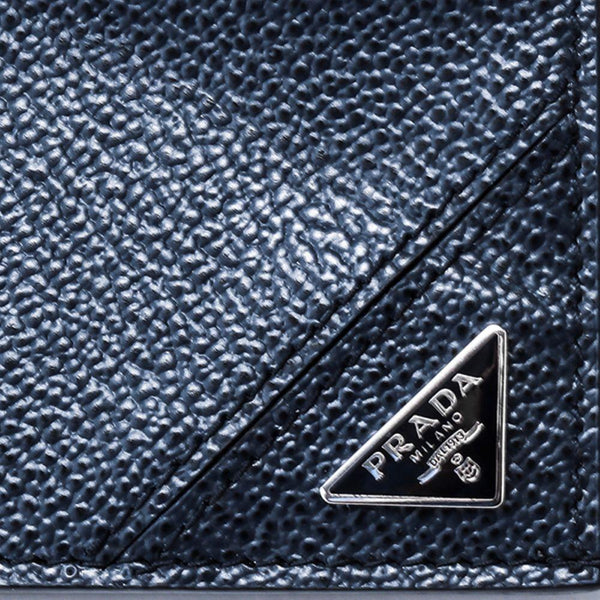 Prada Vitello Micro Grain Navy Triangle Logo Cardholder Wallet in Navy, authentic new wallet, image 4