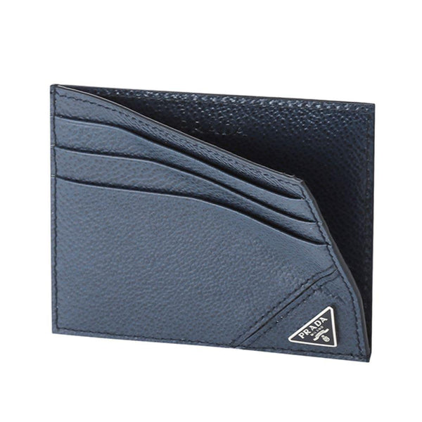 Prada Vitello Micro Grain Navy Triangle Logo Cardholder Wallet in Navy, authentic new wallet, image 2
