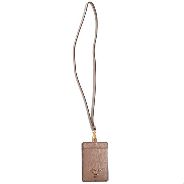 Prada Vitello Move Beige Leather Logo Plaque Lanyard Cardholder Wallet in Beige, authentic new wallet, image 7