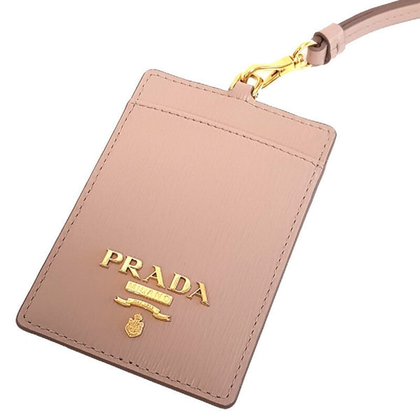 Prada Vitello Move Beige Leather Logo Plaque Lanyard Cardholder Wallet in Beige, authentic new wallet, image 4