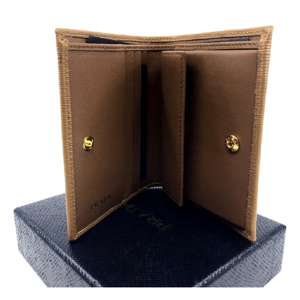 Prada Vitello Move Cipria Beige Leather Bifold Snap Wallet in Cipria Beige, authentic new wallet, image 2