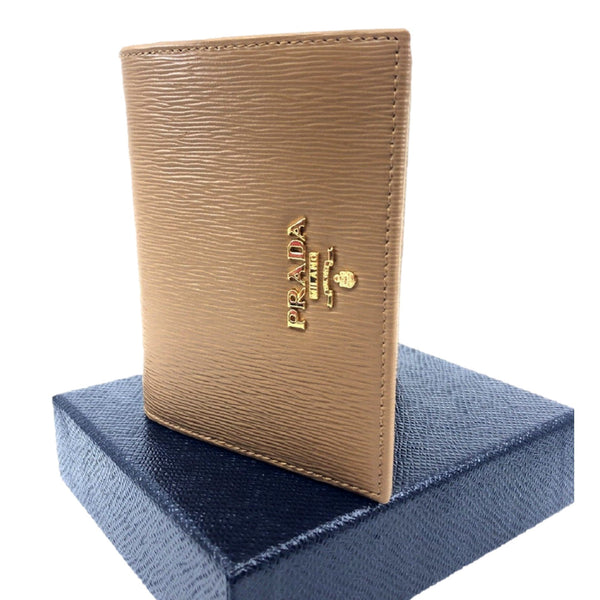 Prada Vitello Move Cipria Beige Leather Bifold Snap Wallet in Cipria Beige, authentic new wallet, image 4