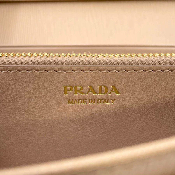 Prada Vitello Move Cipria Beige Leather Continental Long Wallet Gold Triangle Logo – logo and identifying detail 7