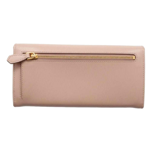 Prada Vitello Move Cipria Beige Leather Continental Long Wallet Gold Triangle Logo – logo and identifying detail 2