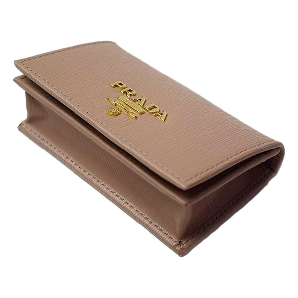 Prada Vitello Move Mini Cardholder Wallet Cipria Beige Leather in Cipria Beige, authentic new wallet, image 2