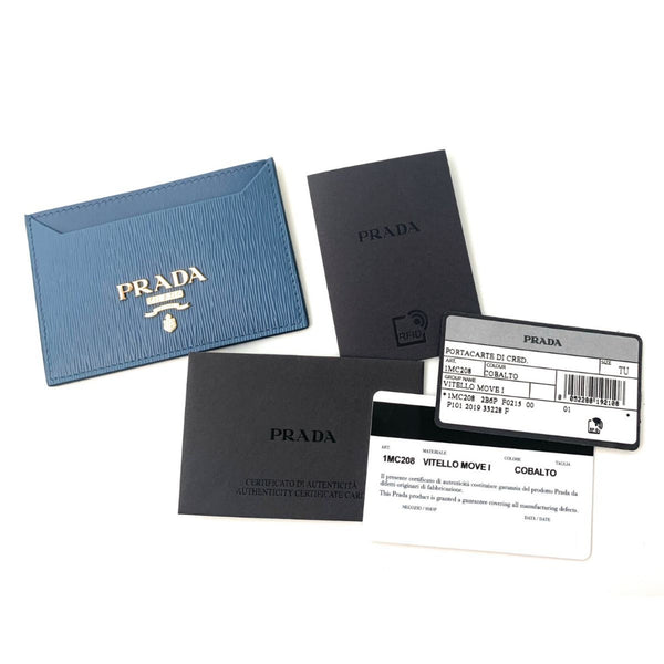Prada Vitello Move Cobalt Blue Leather Small Card Case Wallet in Blue, authentic new wallet, image 8