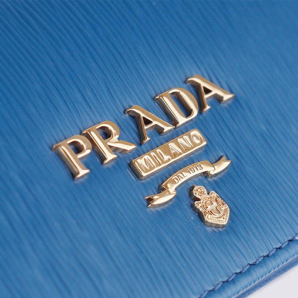 Prada Vitello Move Cobalt Blue Leather Small Card Case Wallet in Blue, authentic new wallet, image 6