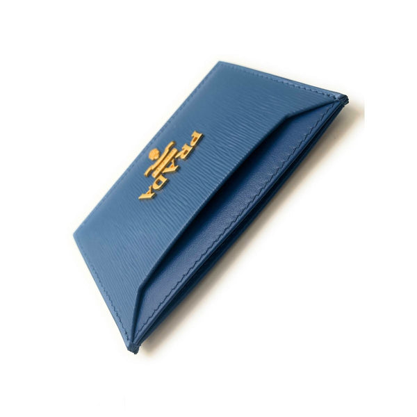 Prada Vitello Move Cobalt Blue Leather Small Card Case Wallet in Blue, authentic new wallet, image 5