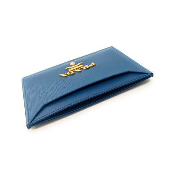 Prada Vitello Move Cobalt Blue Leather Small Card Case Wallet in Blue, authentic new wallet, image 4