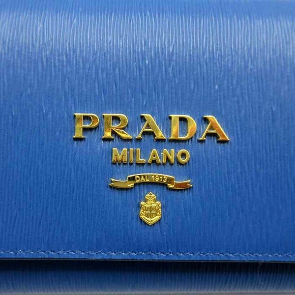 Prada Vitello Move Cobalto Blue Leather Chain Crossbody Wallet Clutch in Cobalto Blue, authentic new handbag, image 6