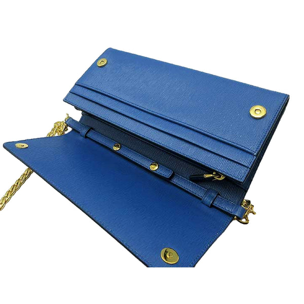 Prada Vitello Move Cobalto Blue Leather Chain Crossbody Wallet Clutch in Cobalto Blue, authentic new handbag, image 5