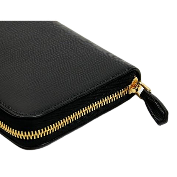 Prada Vitello Move Nero Black Leather Zip Around Long Wallet Gold Triangle Logo in Nero Black, authentic new wallet, image 3
