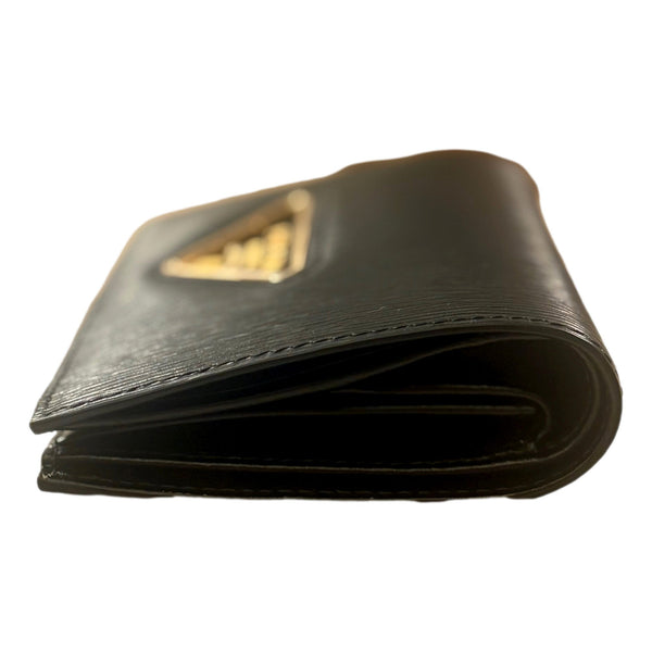Prada Vitello Move Nero Black Triangle Logo Leather Bifold Snap Wallet – logo and identifying detail 5
