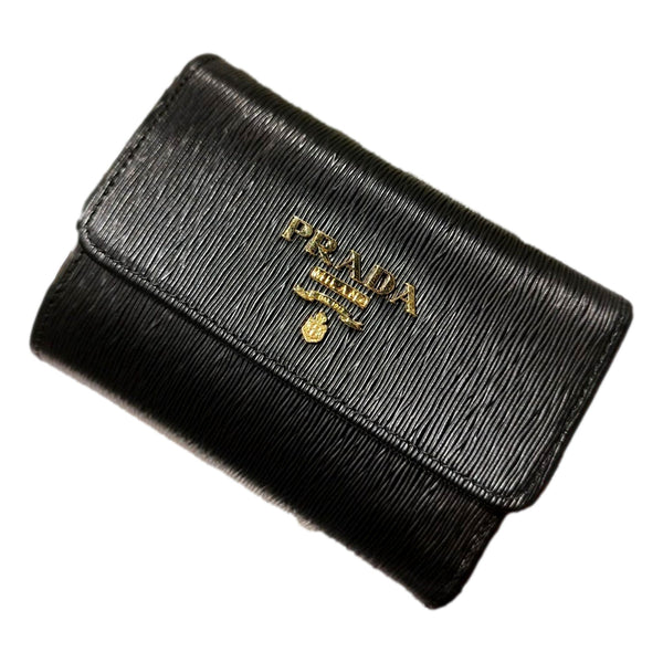 Prada Vitello Move Nero Black Trifold Coin Zipper Snap Card Holder Wallet in Black, authentic new wallet, image 1