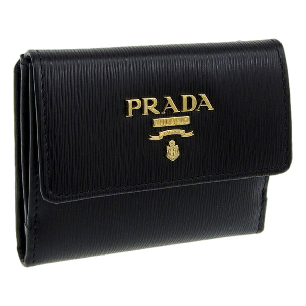 Prada Vitello Move Nero Black Trifold ID Holder Snap Wallet in Black, authentic new wallet, image 1