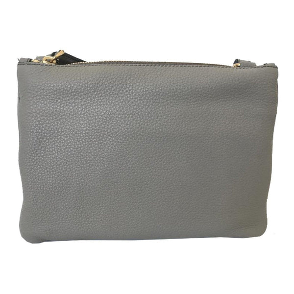Prada Vitello Phenix Argilla Gray Leather Logo Plaque Crossbody Bag — photo 5