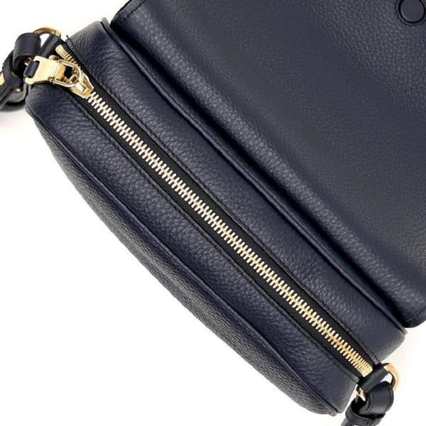 Prada Vitello Phenix Baltico Blue Leather Flap Medium Crossbody Bag in Black, authentic new handbag, image 4
