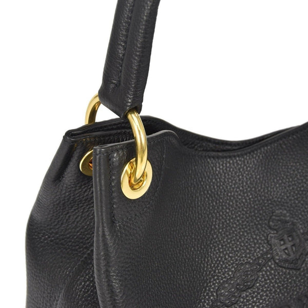 Prada Vitello Phenix Black Leather Embossed Logo Hobo Tote Bag in Black, authentic new handbag, image 5