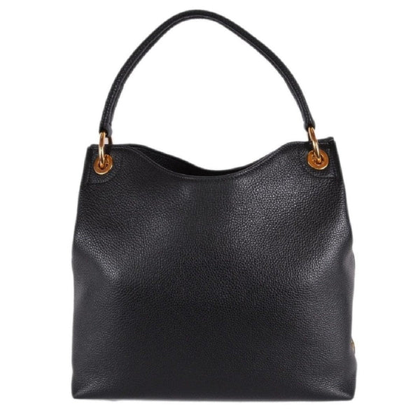 Prada Vitello Phenix Black Leather Embossed Logo Hobo Tote Bag in Black, authentic new handbag, image 3