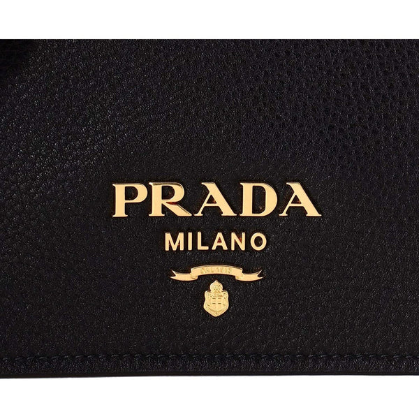 Prada Vitello Phenix Black Leather Flap Crossbody Bag in Black, authentic new handbag, image 8