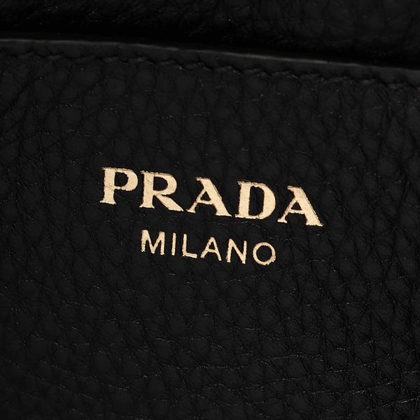 Prada Vitello Phenix Black Leather Flap Crossbody Bag in Black, authentic new handbag, image 6