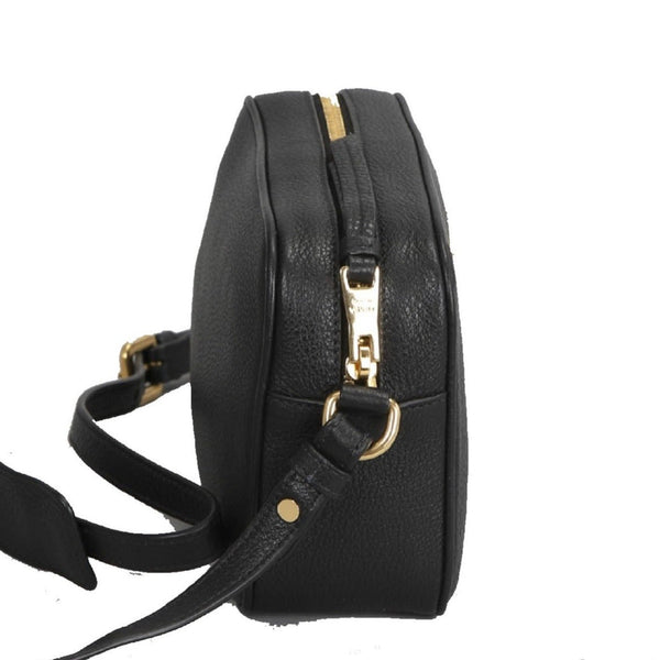 Prada Vitello Phenix Black Leather Gold Logo Camera Crossbody Bag in Black, authentic new handbag, image 5