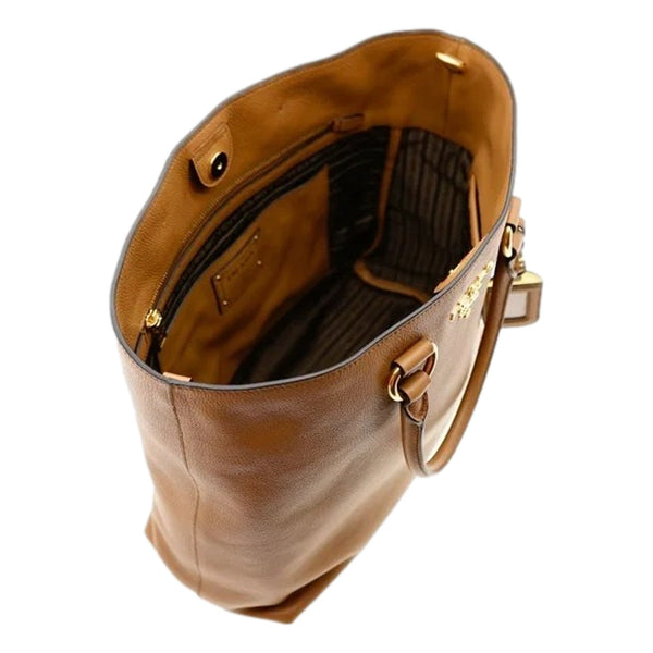 Prada Caramel Brown Vitello Phenix Leather Shopping Tote Bag in Caramel Brown, authentic new handbag, image 4