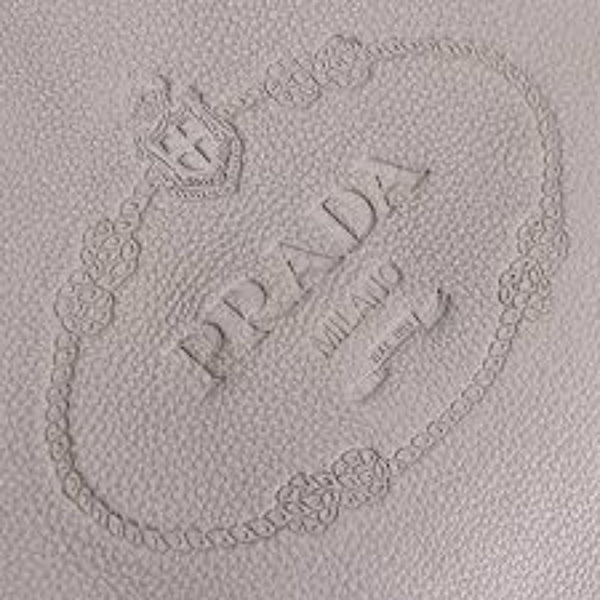 Prada Vitello Phenix Grey Leather Embossed Logo Hobo Tote Bag in Argilla Grey, authentic new handbag, image 2