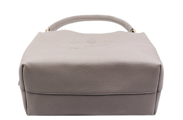 Prada Vitello Phenix Grey Leather Embossed Logo Hobo Tote Bag in Argilla Grey, authentic new handbag, image 3