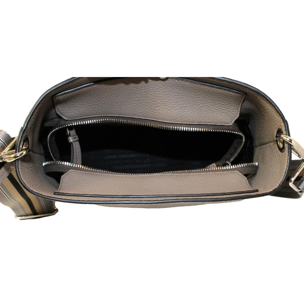 Prada Vitello Phenix Grey Leather Stripe Strap Bucket Bag Crossbody in Argilla Grey, authentic new handbag, image 7