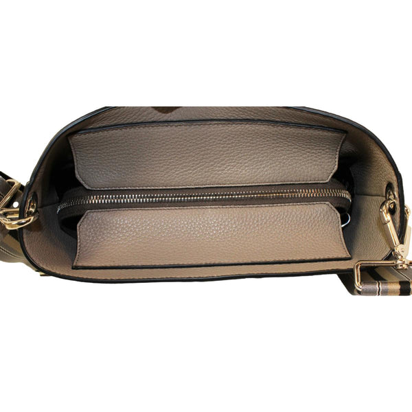 Prada Vitello Phenix Grey Leather Stripe Strap Bucket Bag Crossbody in Argilla Grey, authentic new handbag, image 6