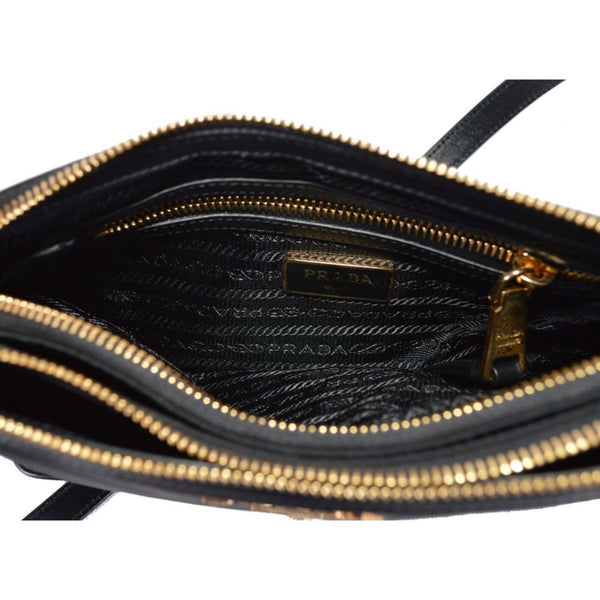 Prada Vitello Phenix Leather Gold Hardware Black Cross Body in Black, authentic new handbag, image 7