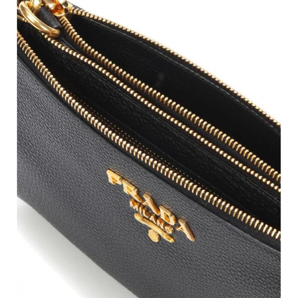 Prada Vitello Phenix Leather Gold Hardware Black Cross Body in Black, authentic new handbag, image 6