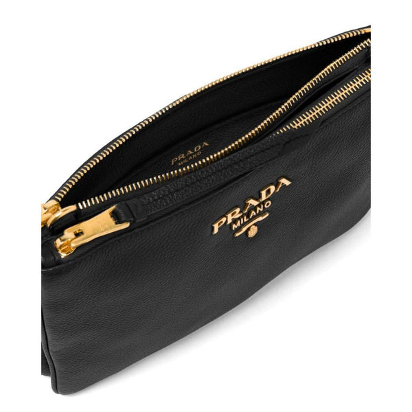 Prada Vitello Phenix Leather Gold Hardware Black Cross Body in Black, authentic new handbag, image 5