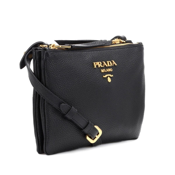 Prada Vitello Phenix Leather Gold Hardware Black Cross Body in Black, authentic new handbag, image 2